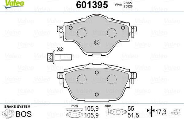 Valeo 601395 - Гальмівні колодки, дискові гальма avtolavka.club