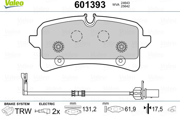 Valeo 601393 - Гальмівні колодки, дискові гальма avtolavka.club