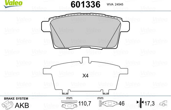 Valeo 601336 - Гальмівні колодки, дискові гальма avtolavka.club