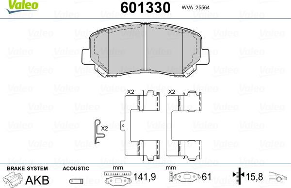 Valeo 601330 - Гальмівні колодки, дискові гальма avtolavka.club