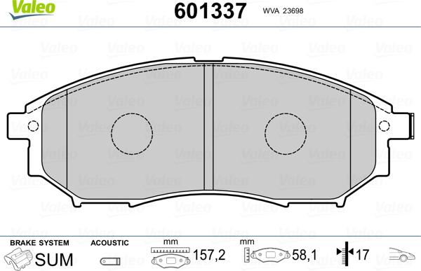 Valeo 601337 - Гальмівні колодки, дискові гальма avtolavka.club