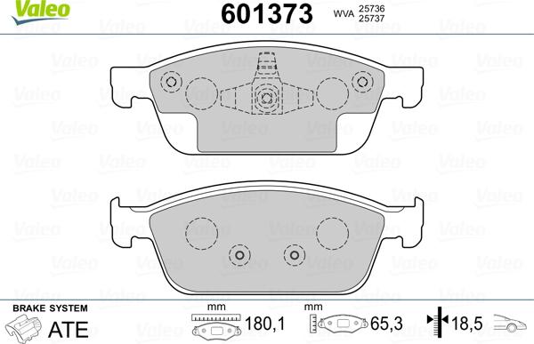 Valeo 601373 - Гальмівні колодки, дискові гальма avtolavka.club