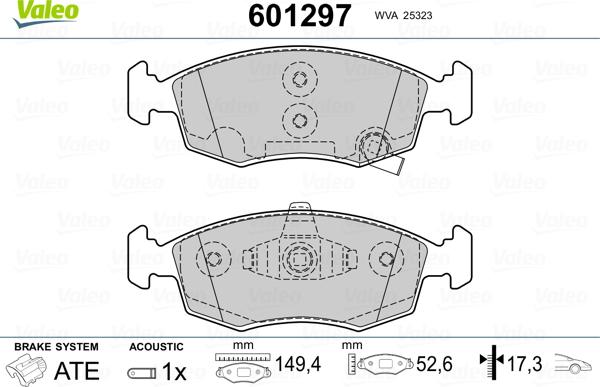 Valeo 601297 - Гальмівні колодки, дискові гальма avtolavka.club