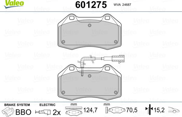 Valeo 601275 - Гальмівні колодки, дискові гальма avtolavka.club