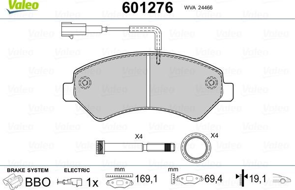 Valeo 601276 - Гальмівні колодки, дискові гальма avtolavka.club