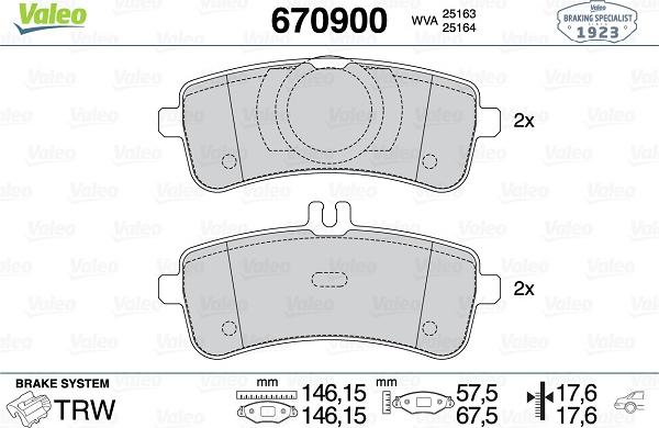 Valeo 670900 - Гальмівні колодки, дискові гальма avtolavka.club