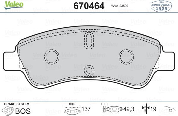 Valeo 670464 - Гальмівні колодки, дискові гальма avtolavka.club