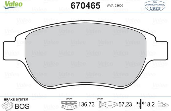 Valeo 670465 - Гальмівні колодки, дискові гальма avtolavka.club