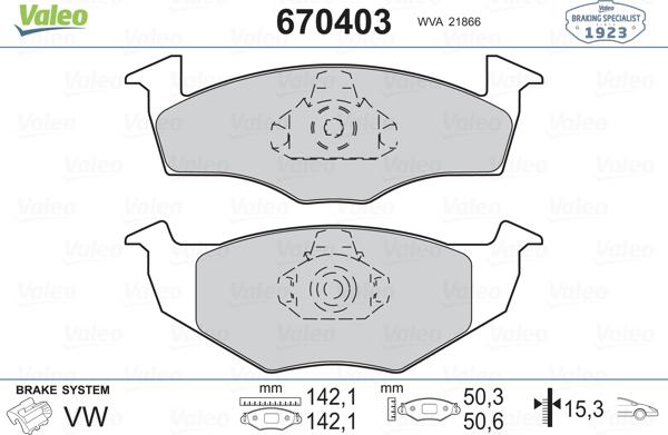 Valeo 670403 - Гальмівні колодки, дискові гальма avtolavka.club