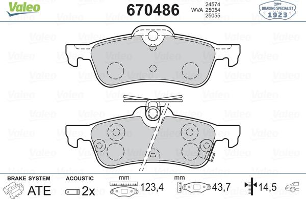 Valeo 670486 - Гальмівні колодки, дискові гальма avtolavka.club