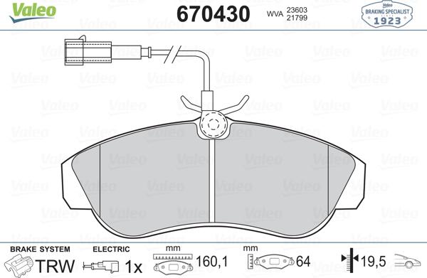 Valeo 670430 - Гальмівні колодки, дискові гальма avtolavka.club