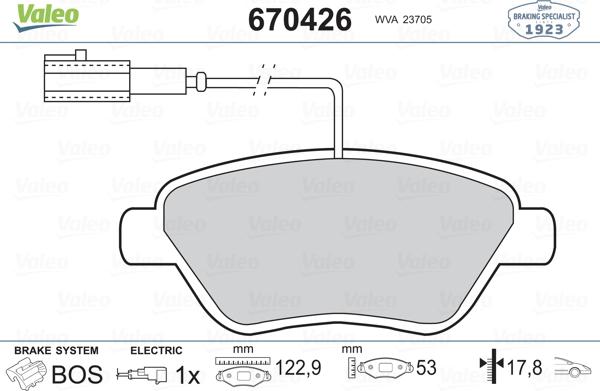 Valeo 670426 - Гальмівні колодки, дискові гальма avtolavka.club