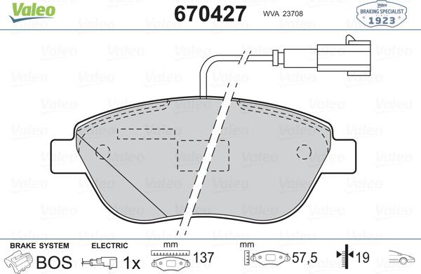 Valeo 670427 - Гальмівні колодки, дискові гальма avtolavka.club