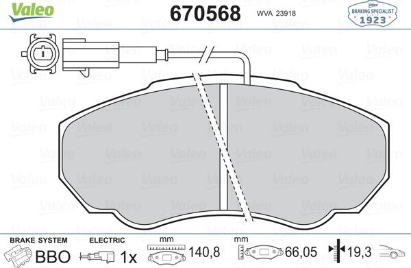 Valeo 670568 - Гальмівні колодки, дискові гальма avtolavka.club