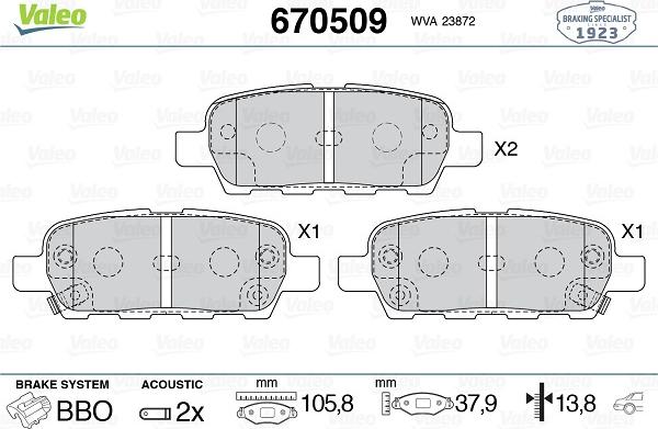 Valeo 670509 - Гальмівні колодки, дискові гальма avtolavka.club