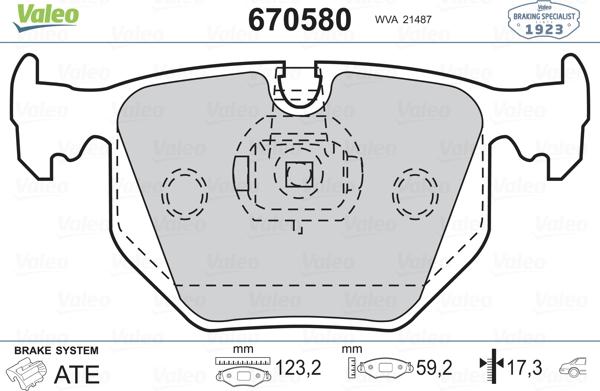 Valeo 670580 - Гальмівні колодки, дискові гальма avtolavka.club