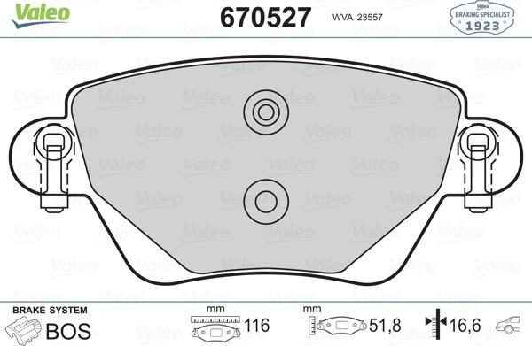 Valeo 670527 - Гальмівні колодки, дискові гальма avtolavka.club