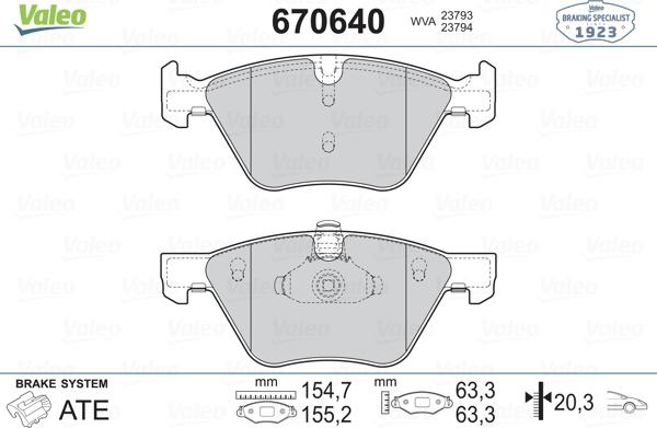 Valeo 670640 - Гальмівні колодки, дискові гальма avtolavka.club