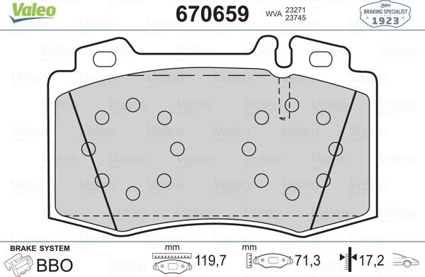 Valeo 670659 - Гальмівні колодки, дискові гальма avtolavka.club