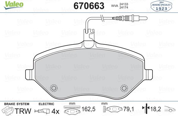 Valeo 670663 - Гальмівні колодки, дискові гальма avtolavka.club