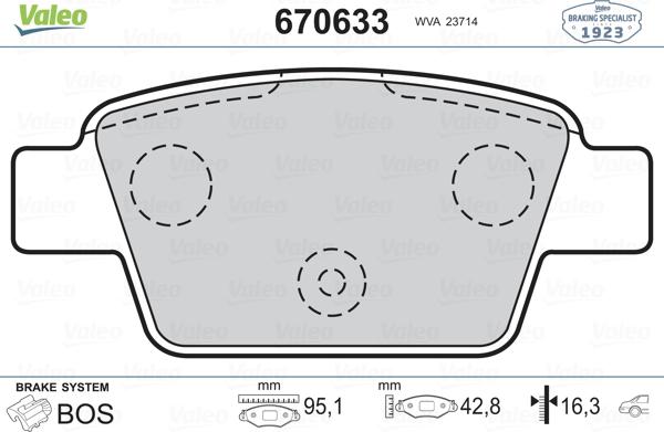 Valeo 670633 - Гальмівні колодки, дискові гальма avtolavka.club