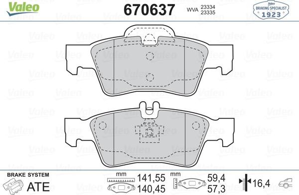 Valeo 670637 - Гальмівні колодки, дискові гальма avtolavka.club