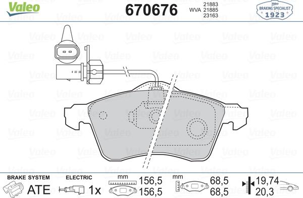 Valeo 670676 - Гальмівні колодки, дискові гальма avtolavka.club