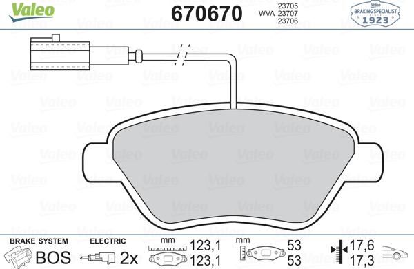 Valeo 670670 - Гальмівні колодки, дискові гальма avtolavka.club