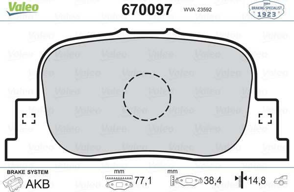 Valeo 670097 - Гальмівні колодки, дискові гальма avtolavka.club