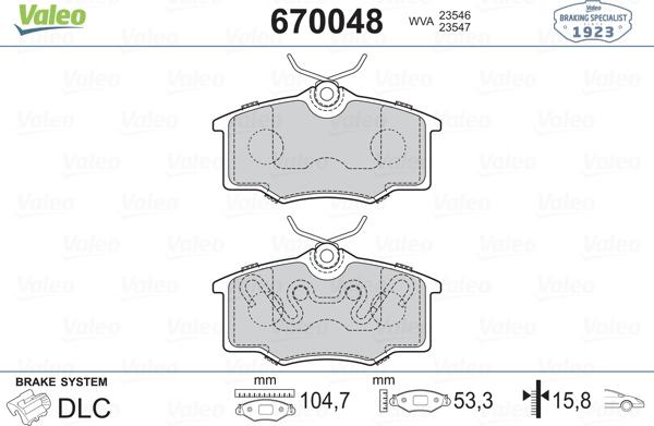 Valeo 670048 - Гальмівні колодки, дискові гальма avtolavka.club