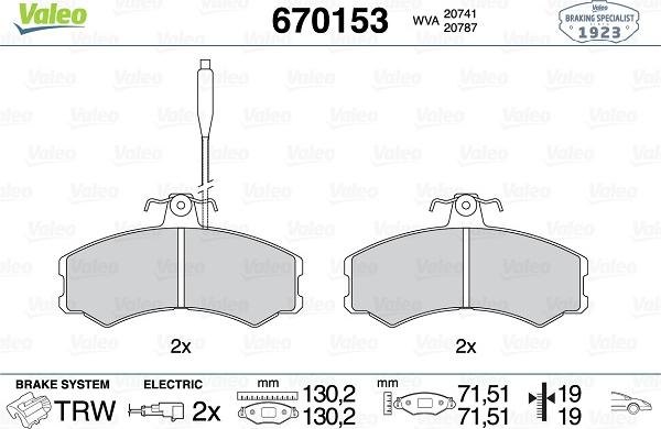 Valeo 670153 - Гальмівні колодки, дискові гальма avtolavka.club