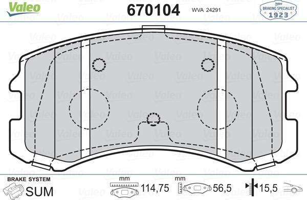 Valeo 670104 - Гальмівні колодки, дискові гальма avtolavka.club