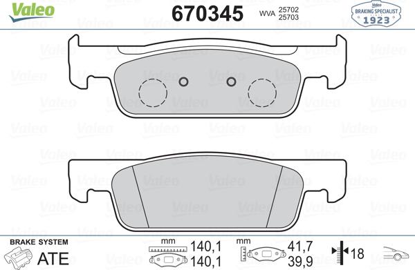 Valeo 670345 - Гальмівні колодки, дискові гальма avtolavka.club