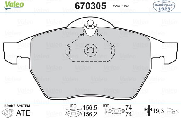 Valeo 670305 - Гальмівні колодки, дискові гальма avtolavka.club