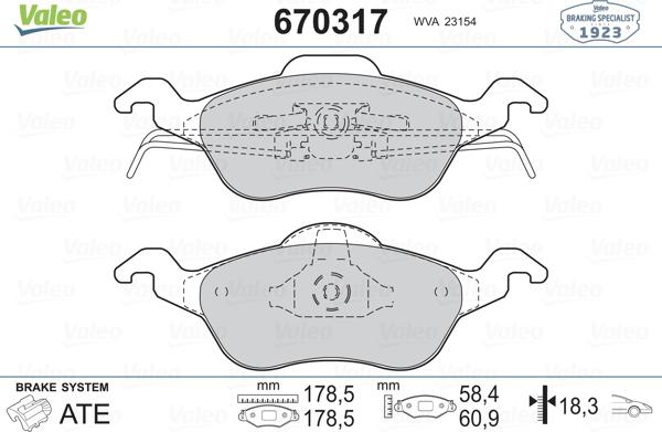 Valeo 670317 - Гальмівні колодки, дискові гальма avtolavka.club