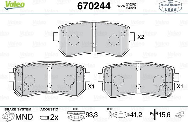 Valeo 670244 - Гальмівні колодки, дискові гальма avtolavka.club