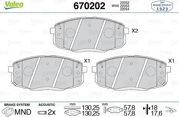 Valeo 670202 - Гальмівні колодки, дискові гальма avtolavka.club