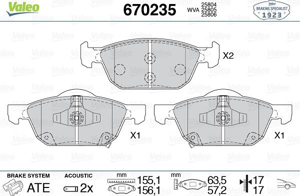 Valeo 670235 - Гальмівні колодки, дискові гальма avtolavka.club