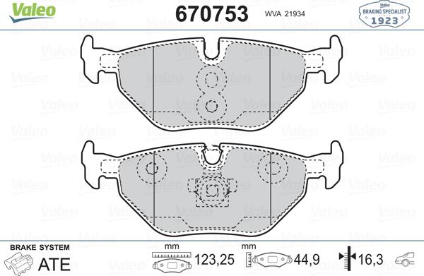 Valeo 670753 - Гальмівні колодки, дискові гальма avtolavka.club