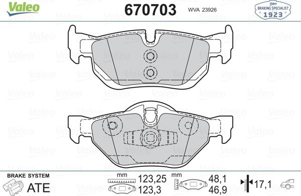 Valeo 670703 - Гальмівні колодки, дискові гальма avtolavka.club