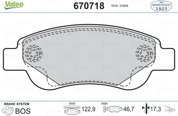 Valeo 670718 - Гальмівні колодки, дискові гальма avtolavka.club