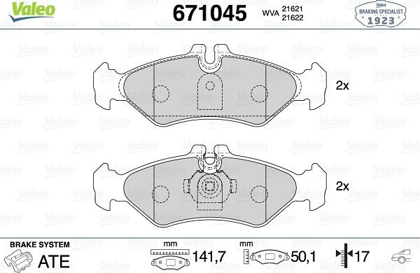 Valeo 671045 - Гальмівні колодки, дискові гальма avtolavka.club