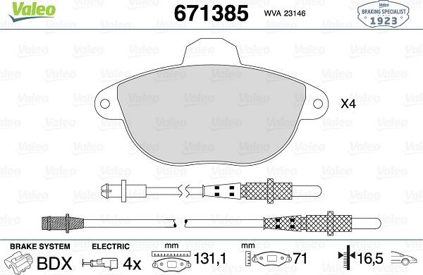 Valeo 671385 - Гальмівні колодки, дискові гальма avtolavka.club