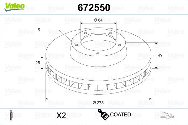 Valeo 672550 - Гальмівний диск avtolavka.club