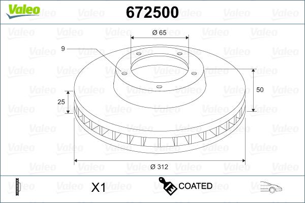 Valeo 672500 - Гальмівний диск avtolavka.club