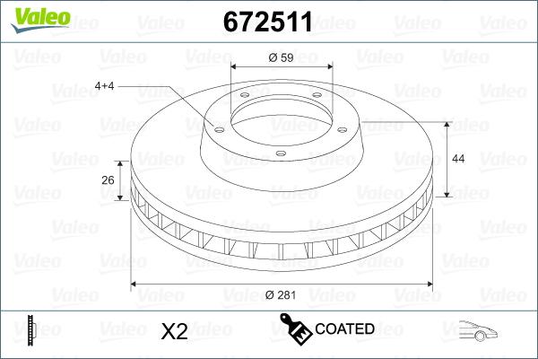 Valeo 672511 - Гальмівний диск avtolavka.club