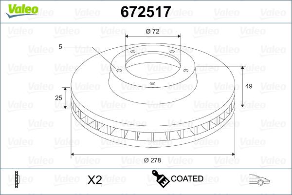 Valeo 672517 - Гальмівний диск avtolavka.club