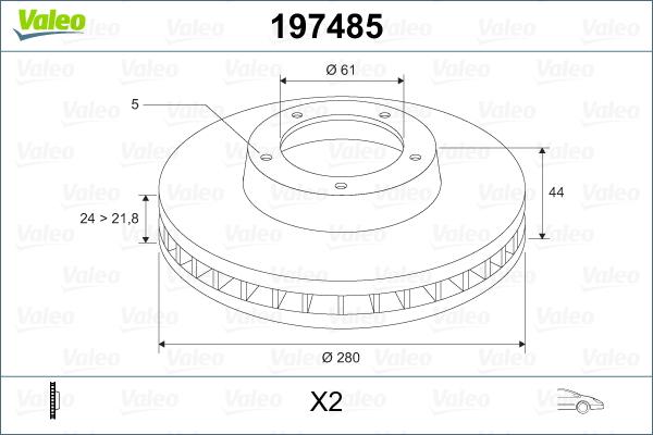 Valeo 197485 - Гальмівний диск avtolavka.club