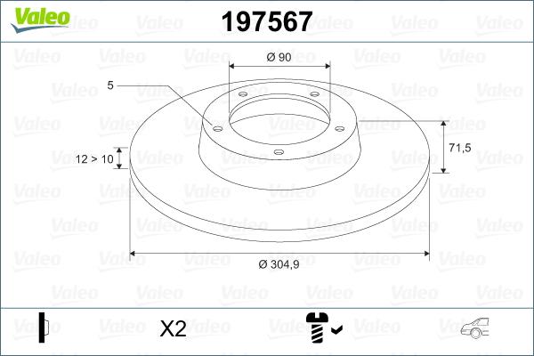 Valeo 197567 - Гальмівний диск avtolavka.club