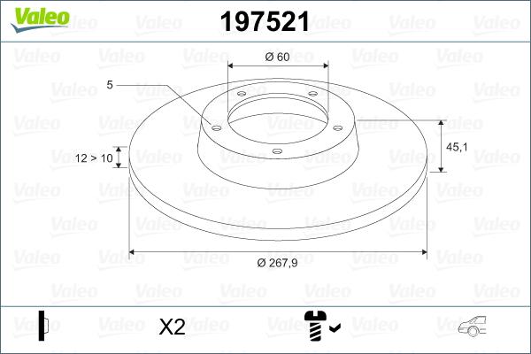 Valeo 197521 - Гальмівний диск avtolavka.club